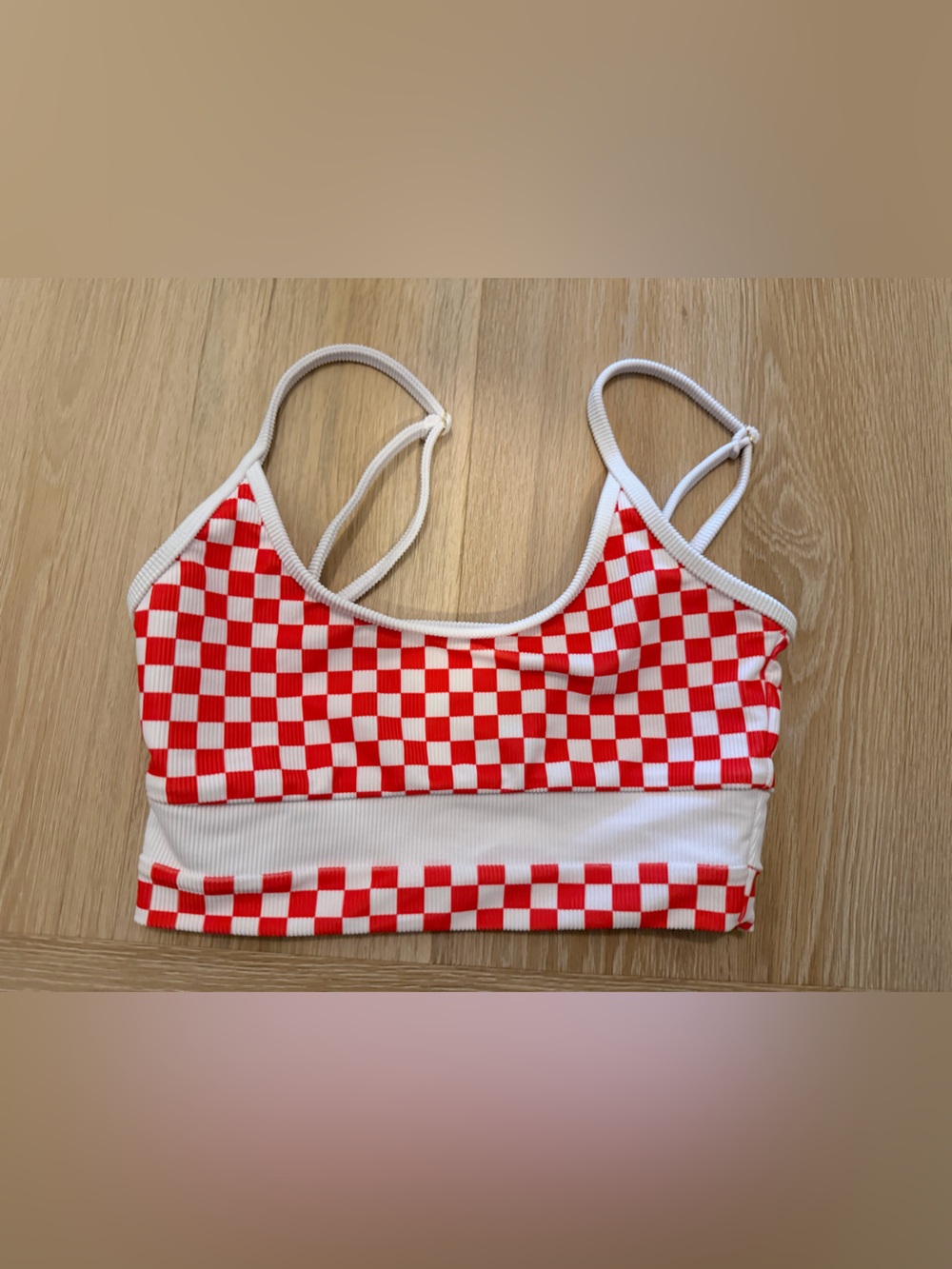 NWOT Beach riot red checkered Eva top/ swim crop medium